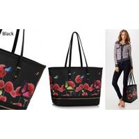 Zip Detail Butterfly Print Tote Bag