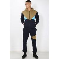 zip up neck contrast hoody tracksuit