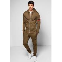 Zip Detail Skinny Tracksuit - olive