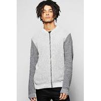 Zip Through Knitted Bomber - grey