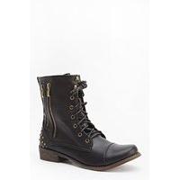 Zip Side Detail Lace Black Boots