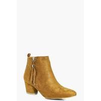 zip side ankle boot tan