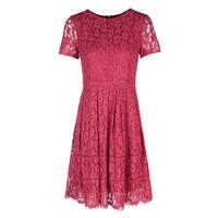 Zibi London Cap Sleeve Fit and Flare Lace Dress in Cerise