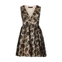 zibi london flocked print organza dress