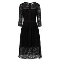 zibi london crochet lace dress with 34 sleeves in black