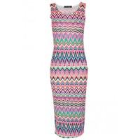 ZIGZAG AZTEC VEST MIDI DRESS