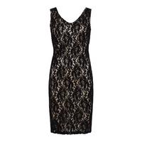 zibi london sequin lace v neck shift dress in black