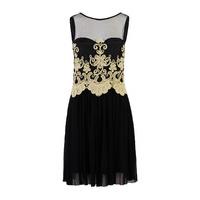 Zibi London Gold Embroidered Black Dress