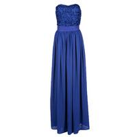Zibi London Petal Chiffon Maxi Dress in Cobalt Blue