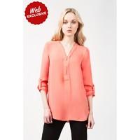 ZIP INSERT ROLL SLV BLOUSE