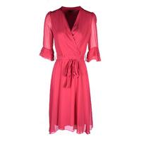 zibi london 34 sleeve wrap dress in fuchsia