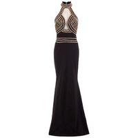 zibi london exclusive high neck jewel embellished maxi dress in black