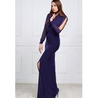 Zibi London Exclusive Ironi Collection Split Sleeve Maxi Dress in Dark Purple