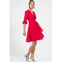 Zibi London Exclusive Ironi Collection 3/4 Sleeve Wrap Dress in Dark Fuchsia