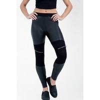 zip faux leather panel leggings