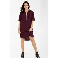 ZIP FRONT WOVEN SHIRT DRESS