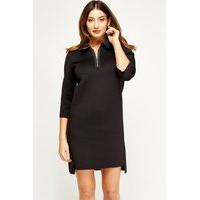 Zip Neck Scuba Shift Dress