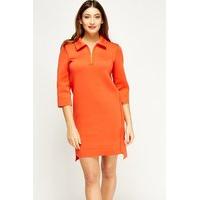 zip neck scuba shift dress