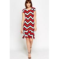 Zig Zag Flared Hem Dress