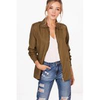 zip front utility jacket khaki