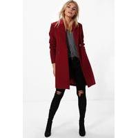 Zip Pocket Tailored Coat - burgundy