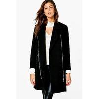 Zip Up Wool Look Coat - black