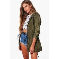 Zip Through Hooded Rain Mac - khaki