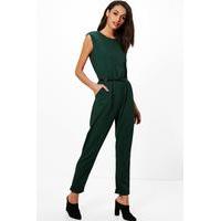 Zip Shoulder Tailored Jumpsuit - green