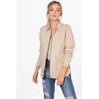 zip front utility jacket stone