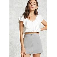 Zip-Front Denim Mini Skirt