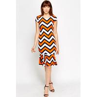 Zig Zag Flared Hem Dress