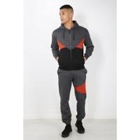 Zip up Neck Contrast Hoody Tracksuit