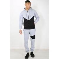 Zip up Neck Contrast Hoody Tracksuit