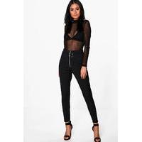 zip detail ribbed highwaist leggings black