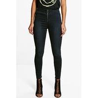 Zip Front Skinny Jeans - black