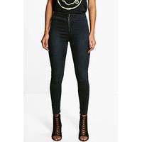 zip front skinny jeans black