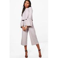 Zip Detail Woven Culotte - grey