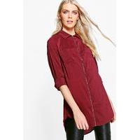 zip through longline shirt wine