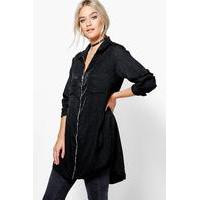 Zip Through Pocket Shirt - black