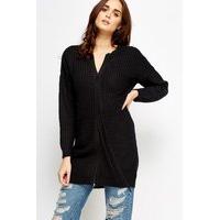 Zip Front Knit Longline Jumper