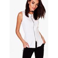 Zip Through Ring Detail Peplum - ivory