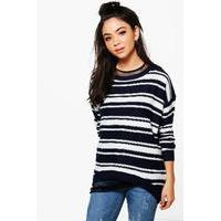 zip back stripe jumper navy