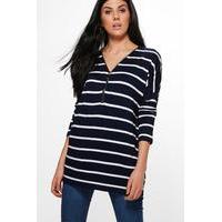 zip up stripe jumper navy