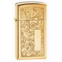 zippo slim venetian brass lighter