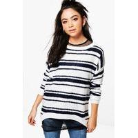 Zip Back Stripe Jumper - white