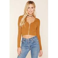 Zippered Knit Crop Top