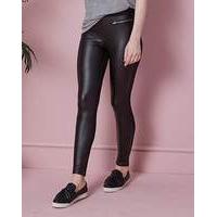 Zip Trim PU Wet Look Leggings Reg