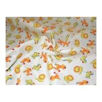 zoo time print polycotton dress fabric cream