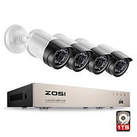ZOSI 4CH 1080P HDMI P2P TVI DVR Surveillance System Video Output 4PCS 2000TVL 2.0MP IP Camera Home Security CCTV Kits 1TB HDD