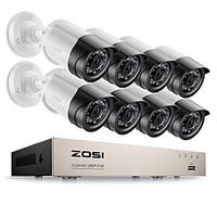 ZOSI 8CH Email Alert Surveillance Kits 1080P HD-TVI DVR 8PCS 2.0MP IR Night Vision Camera Video CCTV System